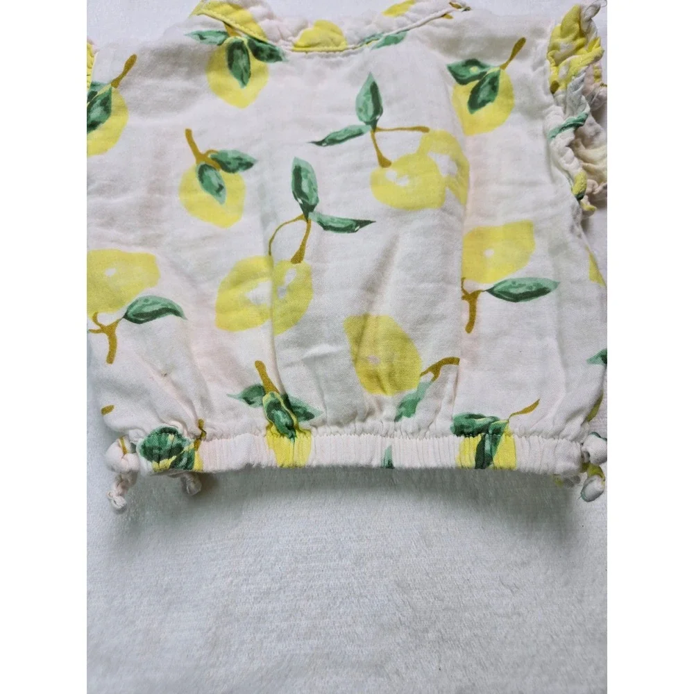 Jessica Simpson Baby Girl Lemon Print Cotton Gauze Top and Bloomers Set 12M‎